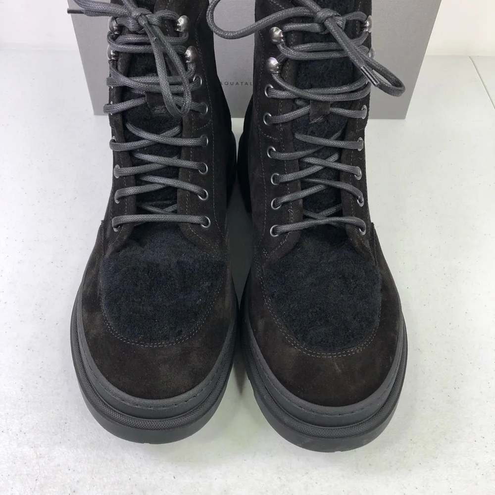 AQUATALIA Men’s Tristian Suede Leather Shearling Lace Up Weatherproof Boots